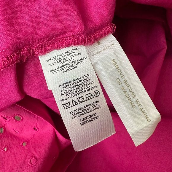 NWT LOFT Lined Petite Eyelet Button Ruffle Swing Dress in Fuchsia - Picture 9 of 12